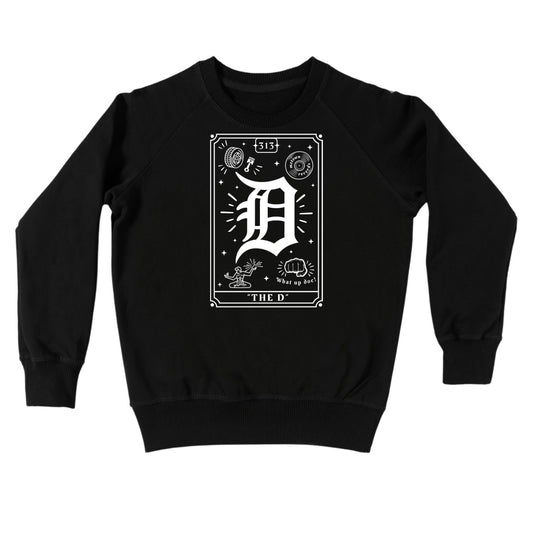 “The D” Tarot Card Black Crewneck Sweatshirt