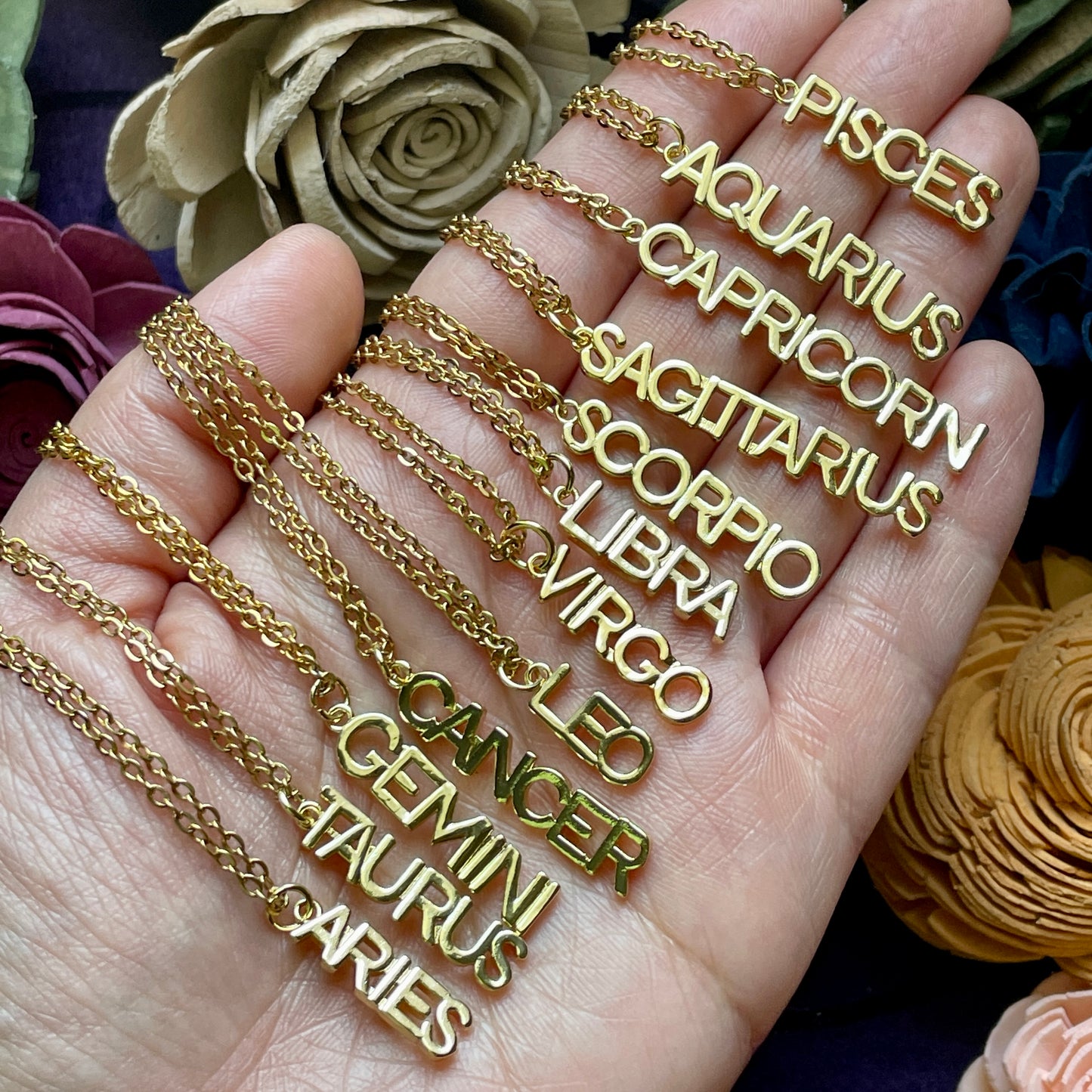 Gold Zodiac Sign Necklace (Choose Sign)