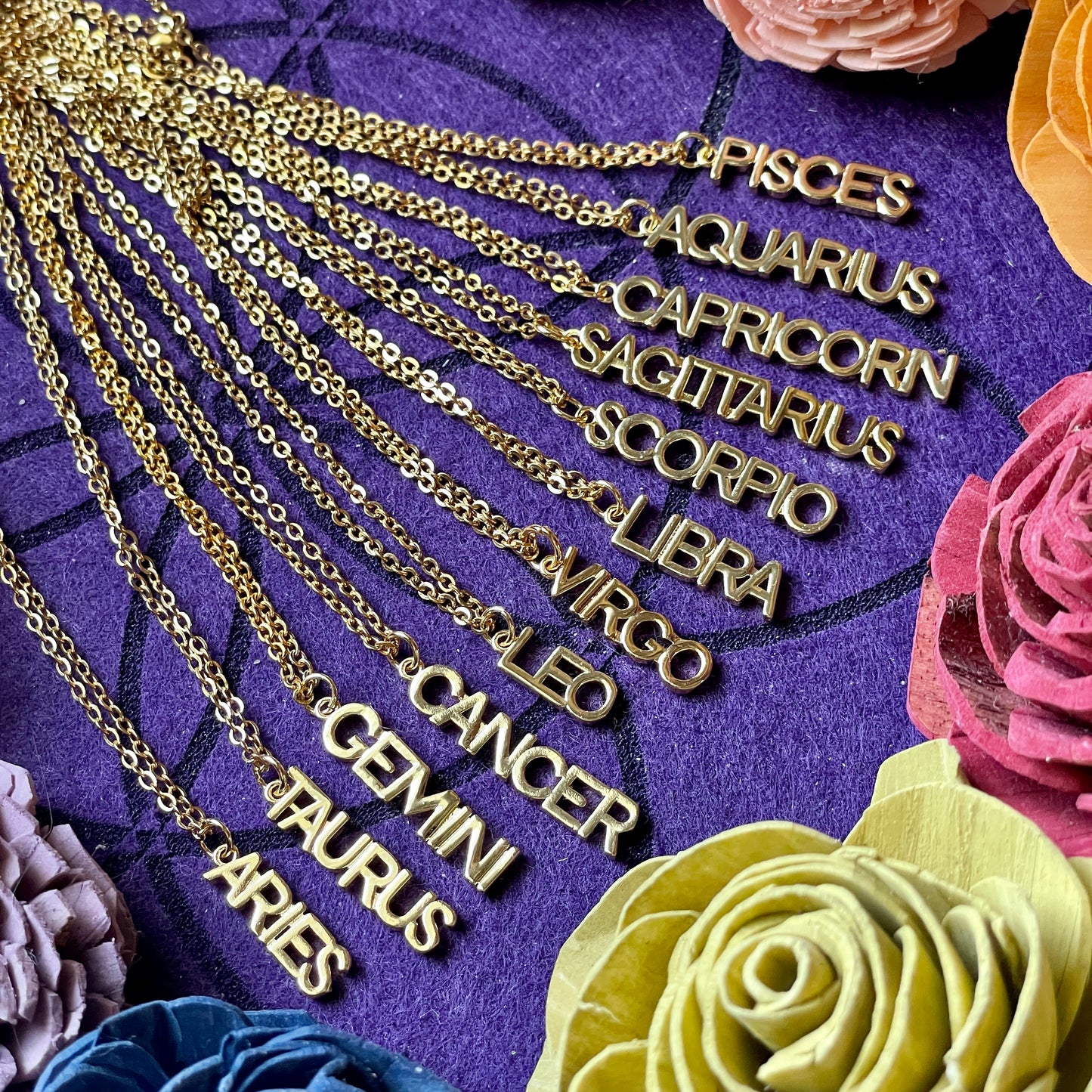 Gold Zodiac Sign Necklace (Choose Sign)